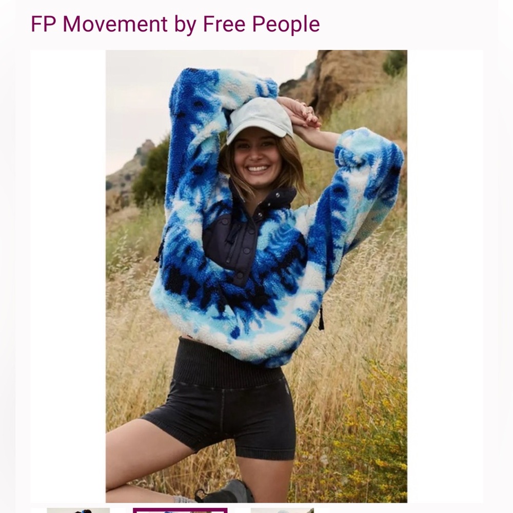 NWOT FREE PEOPLE movement rocky ridge pullover ocean tie dye comb - XL